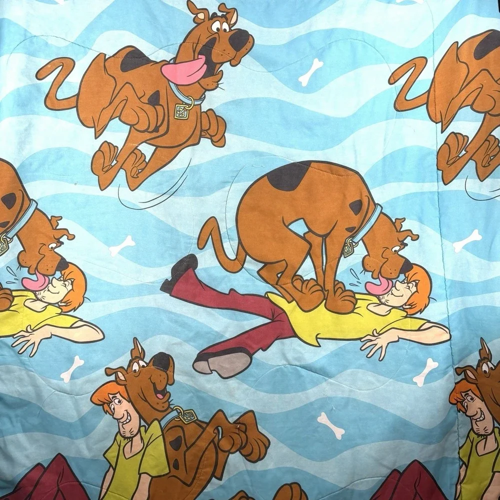 VTG 90s Scooby Doo Blanket Twin Comforter *Flaws* Shaggy Blue